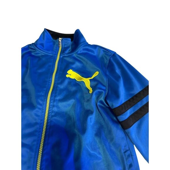 Puma Track Jacket Blue Yellow Logo Boys Size Medium - Picture 6 of 10
